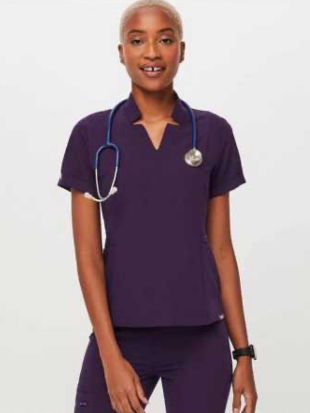 FIGS Women's Short Sleeve Indala Top in Purple